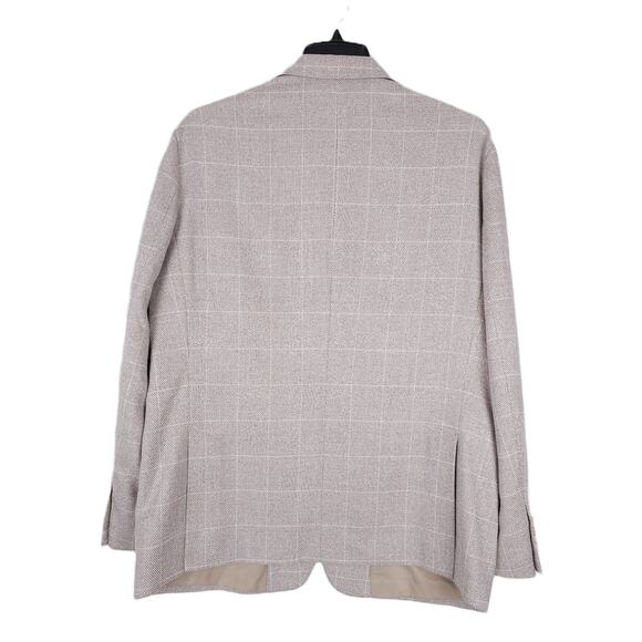 Tommy Hilfiger Men's Modern-Fit Stretch Sport Coat Tan Cream Windowpane 42S NWT - Picture 3 of 7